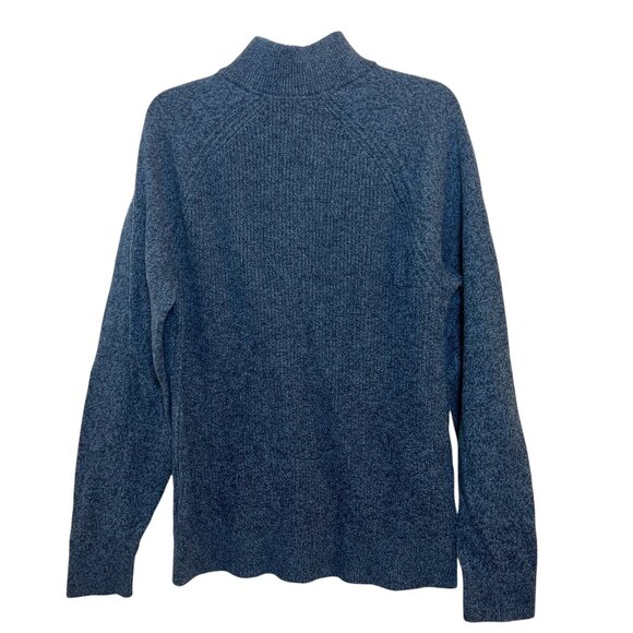 GAP Men Blue Marled Knit Mock Neck 3 Button Sweater Size M - Picture 2 of 9